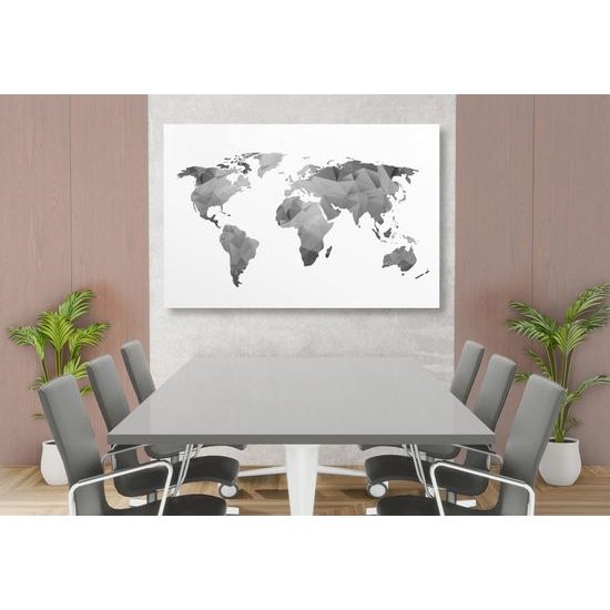 Obraz abstraktná mapa tvorená polygonmi v čiernobielom prevedení