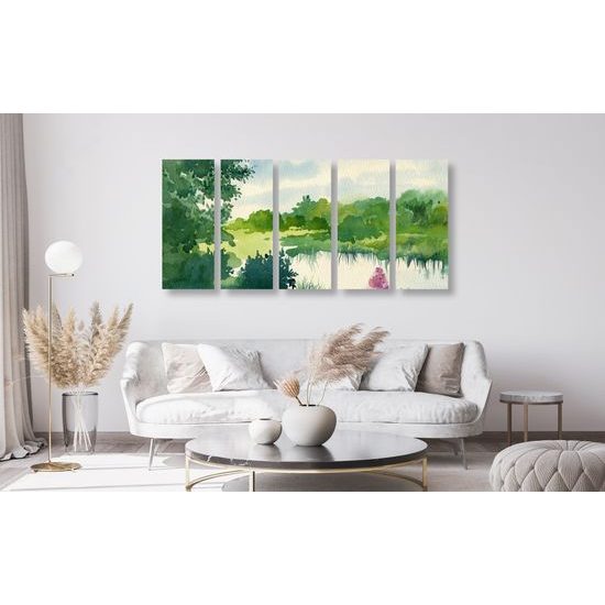 5-dielny obraz ukľudňujúca zeleň