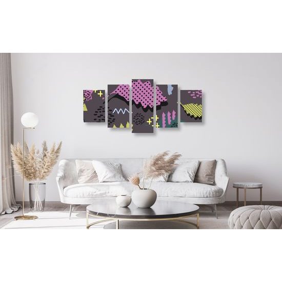5-dielny obraz abstraktné farebné listy