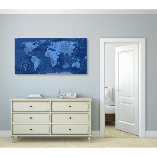 Obraz historická mapa sveta v modrom prevedení