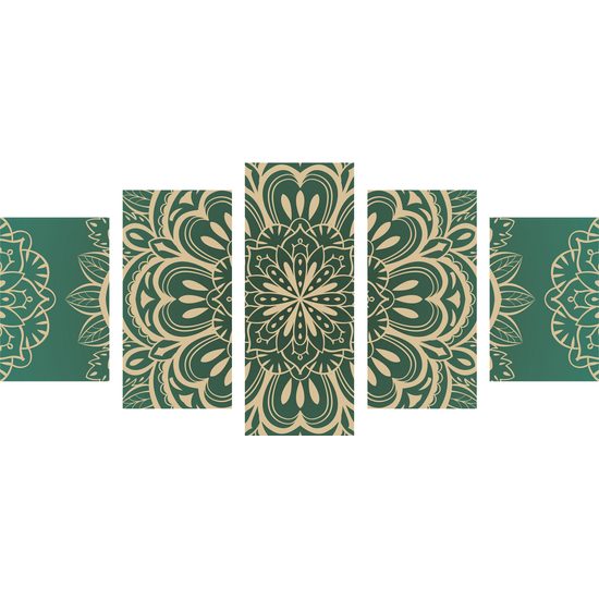 5-dielny obraz Mandala na emeraldovom pozadí