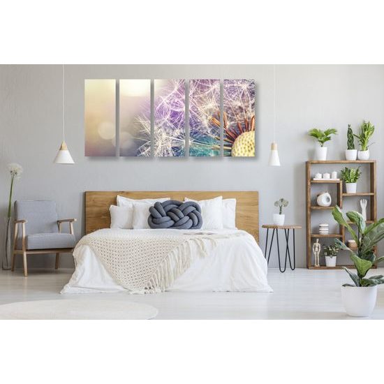 5-dielny obraz krása rozkvitnutej púpavy