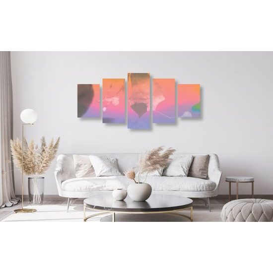 5-dielny obraz nádherný list v pastelových farbách