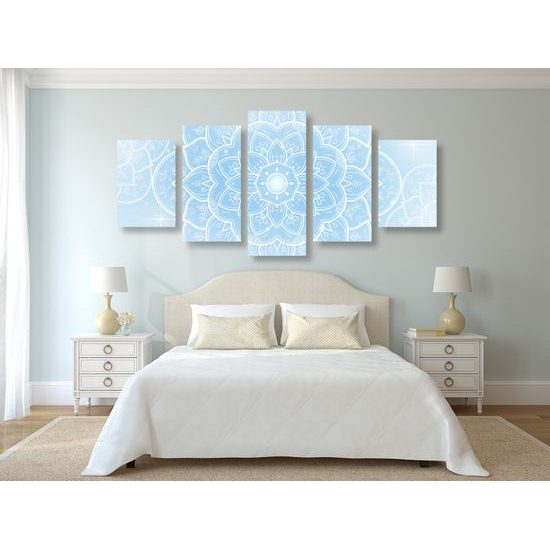 5-dielny obraz biely kvet Mandaly