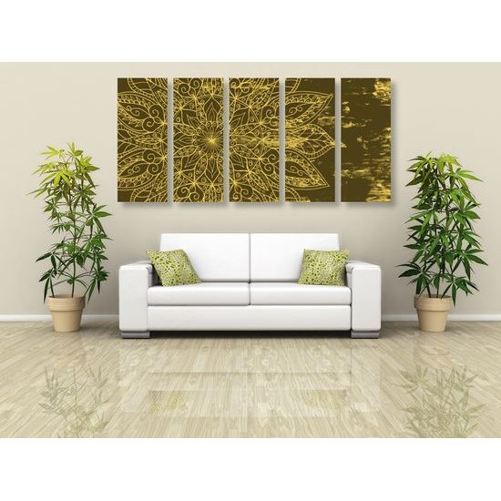 5-dielny obraz žltá Mandala