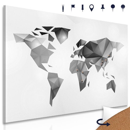 Obraz na korku čiernobiela geometrická mapa