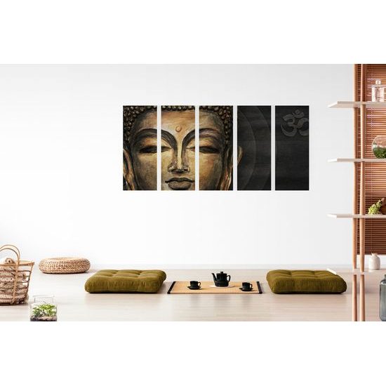 5-dielny obraz meditujúci Budha