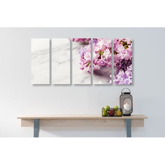5-dielny obraz jemné jarné kvety