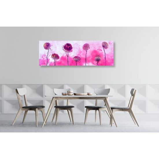 Obraz kvety zahalené v ružovom dyme