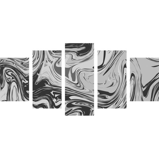 5-dielny obraz zaujímavá čiernobiela abstrakcia