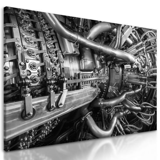 Obraz dokonale prepracovaný motor turbíny v čiernobielom prevedení