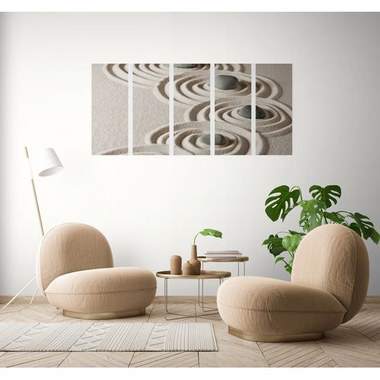 5-dielny obraz plážové zátišie s Zen kameňmi