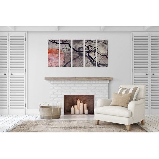 5-dielny obraz temné konáre stromu