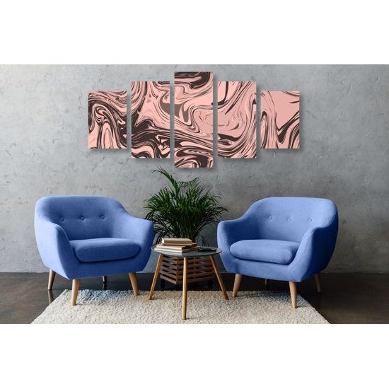 5-dielny obraz ružová umelecká abstrakcia