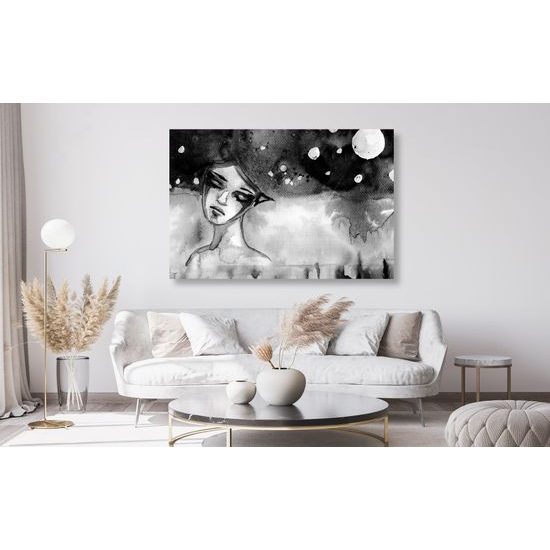 Obraz vesmírna víla v čiernobielom prevedení