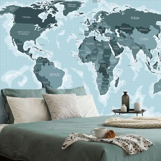 Tapeta nádherná mapa v odtieňoch modrej