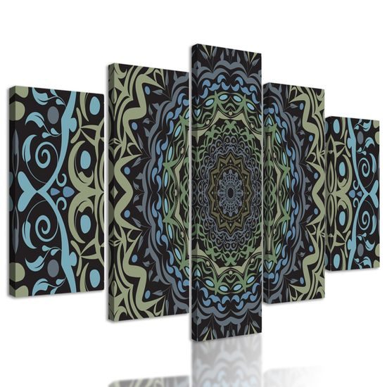 5-dielny obraz zaujímavá vintage Mandala