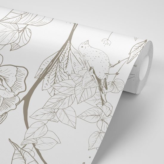 Samolepiaca tapeta krásne vtáčiky na bielom pozadí