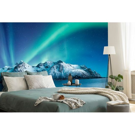 Samolepiaca fototapeta polárna žiara nad horami
