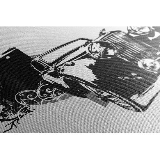 Obraz veterán na abstraktnom pozadí v čiernobielom prevedení