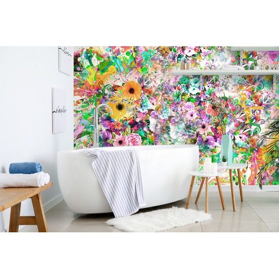 Zaujímavá samolepiaca tapeta rozmanitosť kvetov