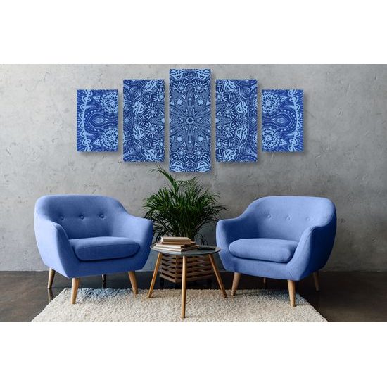 5-dielny obraz modrá luxusná Mandala