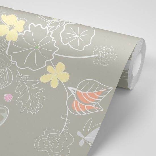 Samolepiaca tapeta nežné kvety v svetlom prevedení