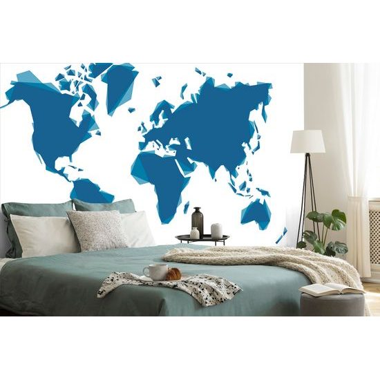 Tapeta moderná mapa sveta v modrom prevedení