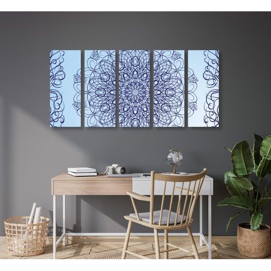 5-dielny obraz jemná kvetinová Mandala