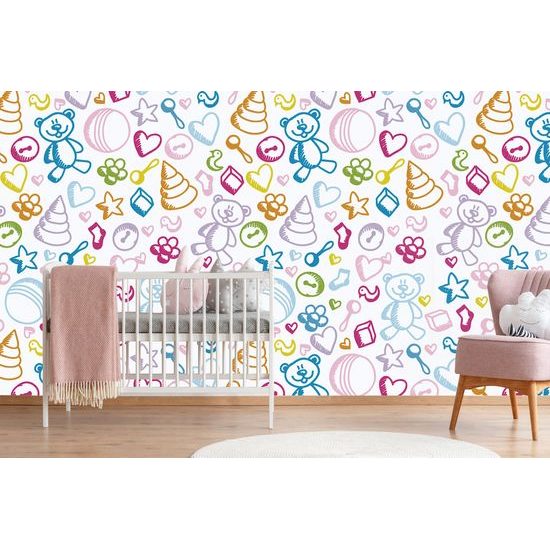 Tapeta hračky v krásnom farebnom prevedení