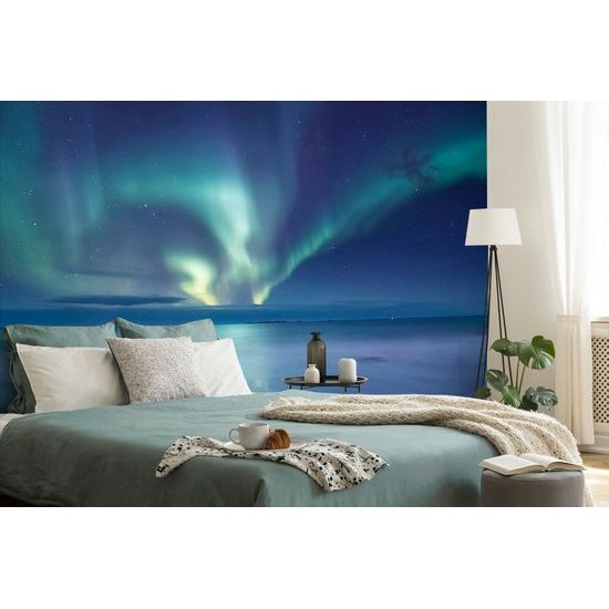 Fototapeta fascinujúca polárna žiara pri oceáne