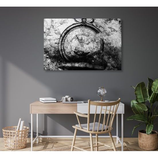 Obraz historické stopky v čiernobielom prevedení