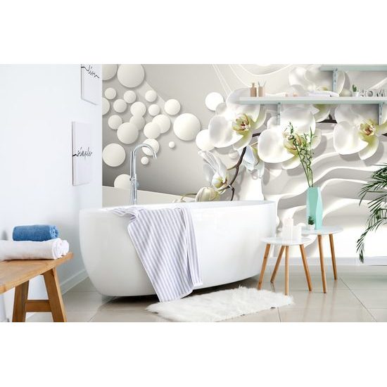 Samolepiaca tapeta elegantný kvet orchidey na abstraktnom pozadí