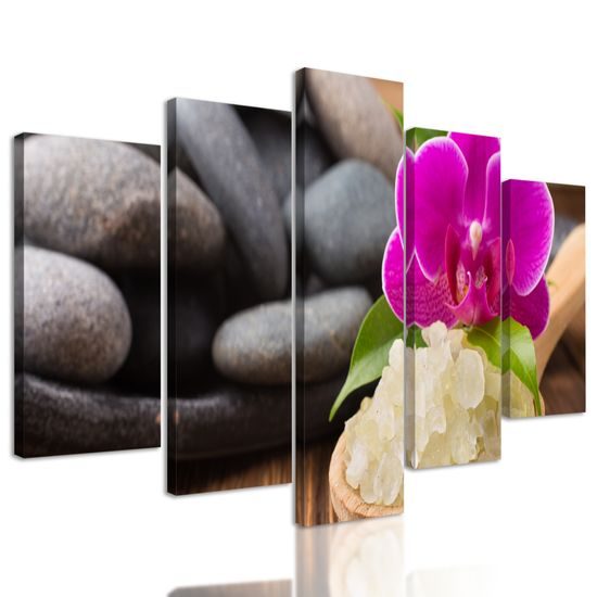 5-dielny obraz wellness zátišie s morskou soľou