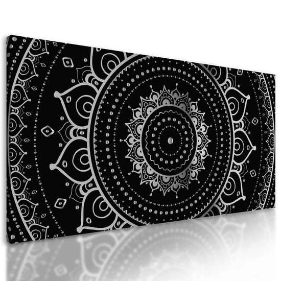 Obraz magická Mandala v čiernobielom prevedení