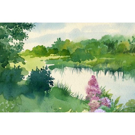 Obraz oáza plná zelene v akvarelovom prevedení