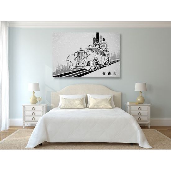 Obraz auto v abstraktnom čiernobielom prevedení