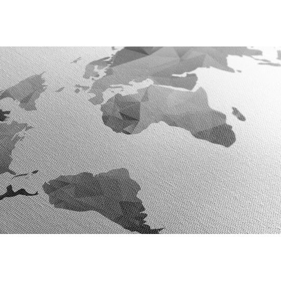 Obraz abstraktná mapa tvorená polygonmi v čiernobielom prevedení