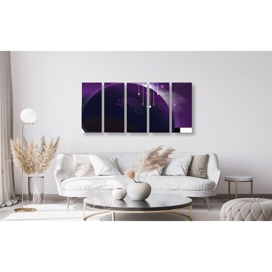 5-dielny obrat Feng Shui fialová abstrakcia
