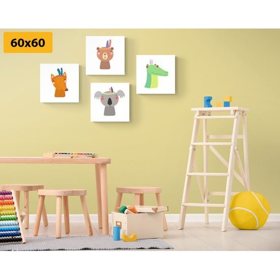 Set obrazov milé zvieratká s pierkami