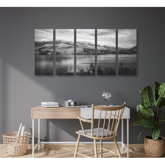 5-dielny obraz čarovná krajina v čiernobielom prevedení
