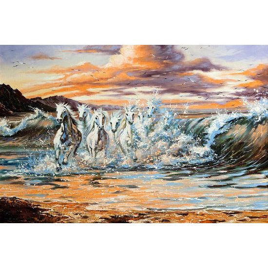 Samolepiaca tapeta cválajúce kone na pobreží