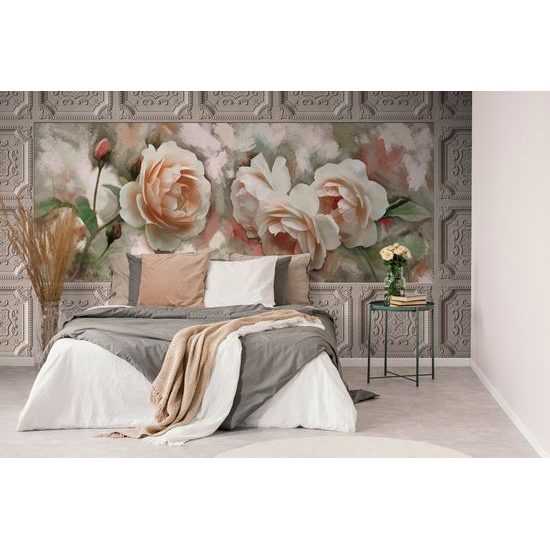 Samolepiaca tapeta romantické ruže s historickým orámovaním