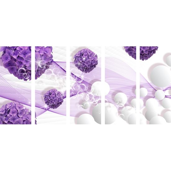 5-dielny obraz futuristická abstrakcia kvetín