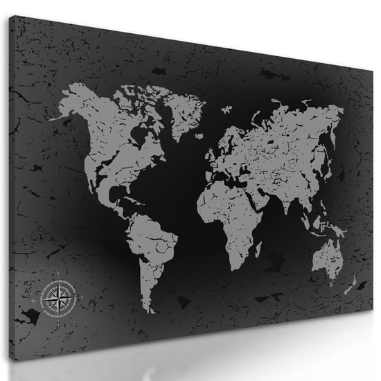 Obraz vintage mapa v čiernobielom prevedení