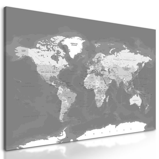 Obraz podrobná moderná mapa v čiernobielom prevedení