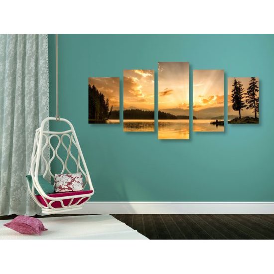 5-dielny obraz slnko predierajúce sa cez oblaky