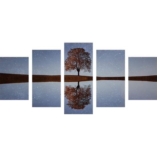 5-dielny obraz odraz hviezd na hladine jazera