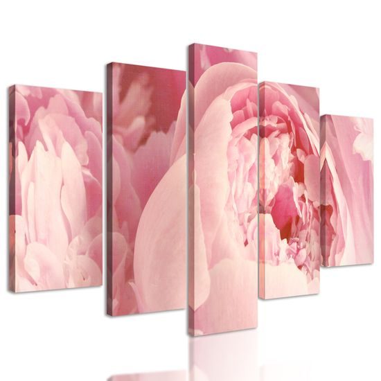 5-dielny obraz detail na ružové kvety