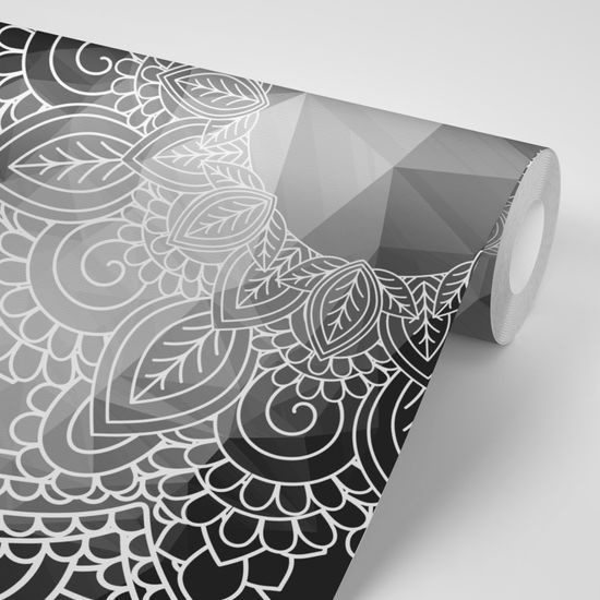 Samolepiaca tapeta čiernobiely vzor Mandaly